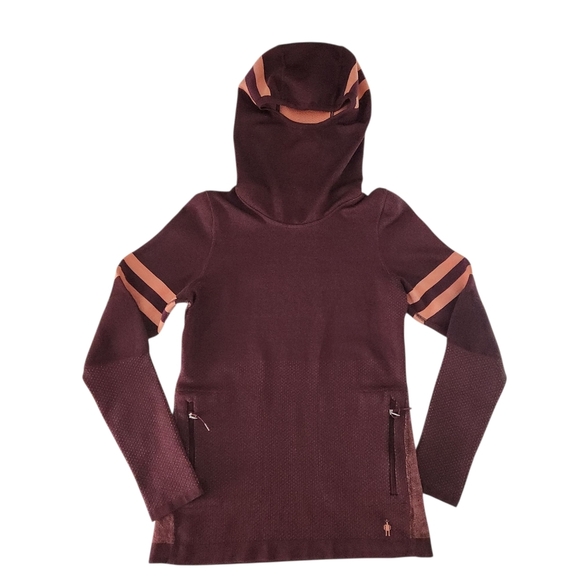 SMARTWOOL Women's Intraknit™ Merino Tech Pullover Hoodie burgundy orange XS - Picture 1 of 16